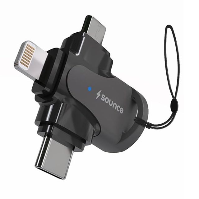 Sounce 4-In-1 OTG Adapter Converter with Lightning | Type C | Micro USB, Silver