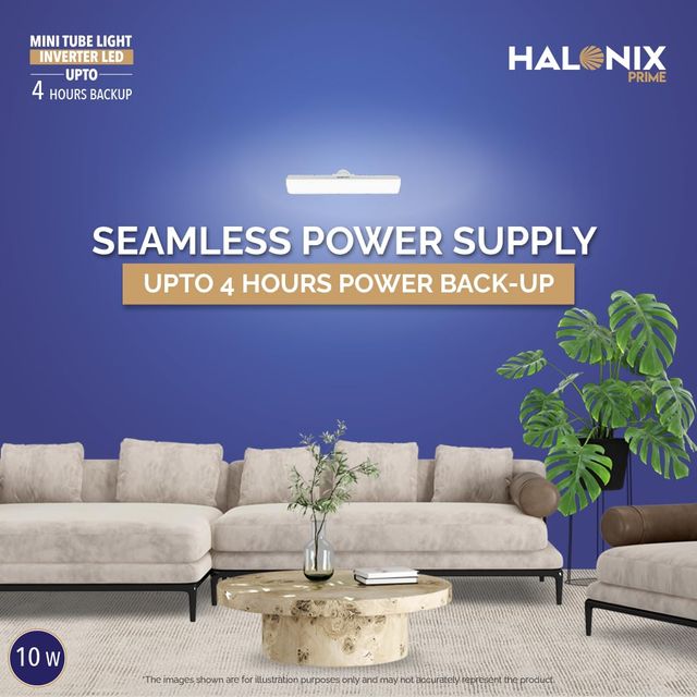 Halonix 10W B22 Rechargeable Inverter T-Bulb, Emergency Mini Tubelight