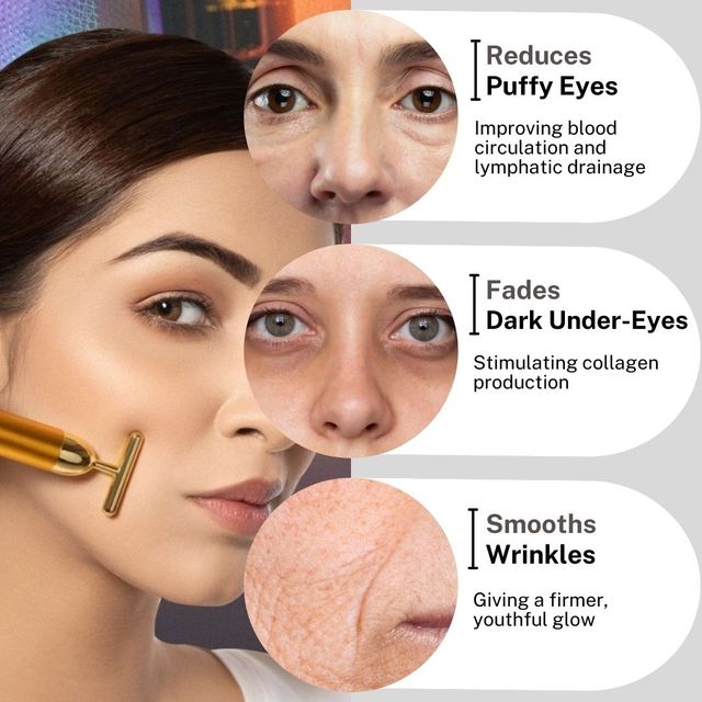 House Of Beauty 24K Face Massager Single Tool For Reducing Puffiness,Dark Circles & Skin Tightening
