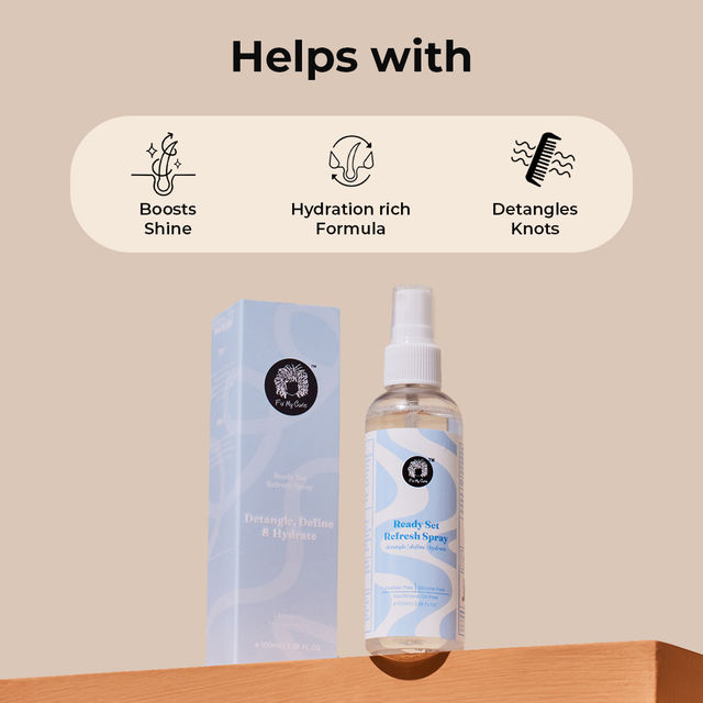 Fix My Curls Ready Set Refresh Spray With Aloe Vera | Anti Frizz Curly Hair Detangling Spray