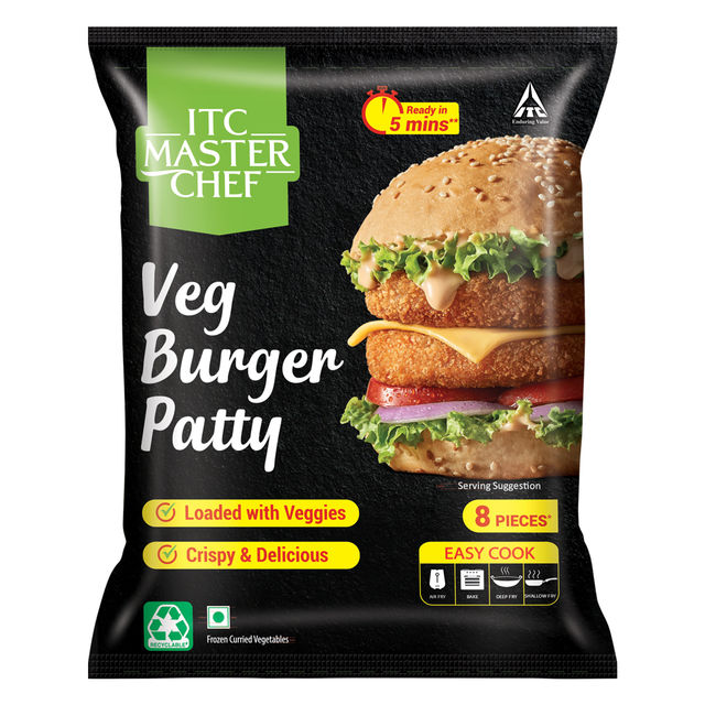 ITC Master Chef Veg Burger Patty | Loaded with Veggies | Crispy & Delicious | 8 pieces
