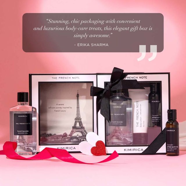 Kimirica French Note Gift Set | Lavender Shower Gel & Body Lotion | Unisex Luxury Gift Set