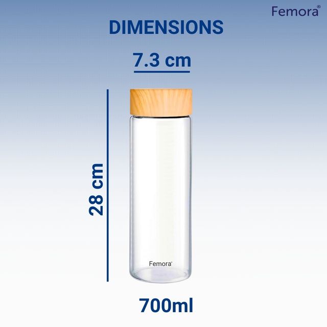 Femora Glass Bottle With Wooden Lid Finish 750 Ml 1 Pc Borosilicate Glass