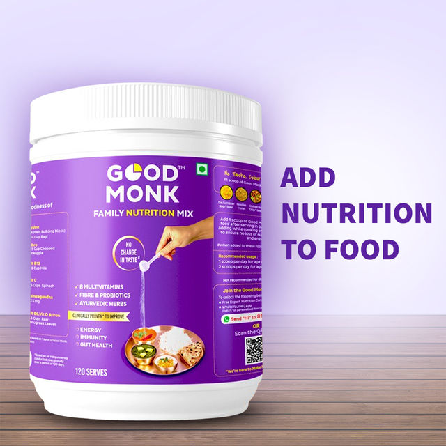 Good Monk Family Nutrition Mix with Multivitamins & Probiotics - No Change in Taste | 120 Serves