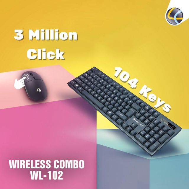 Lapcare Wl-102 Wireless Keyboard & High Precision Mouse 2.4Ghz Wireless With Nano Receiver Black
