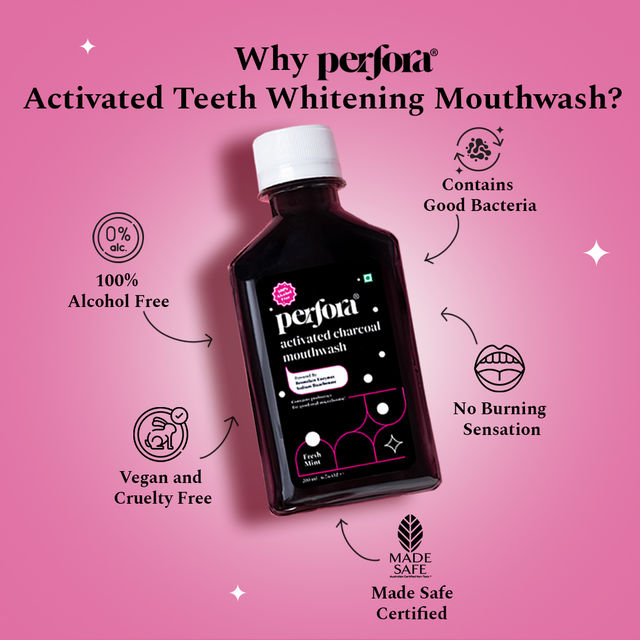 Perfora Alcohol Free Teeth Whitening Mouthwash (Activated Charcoal)