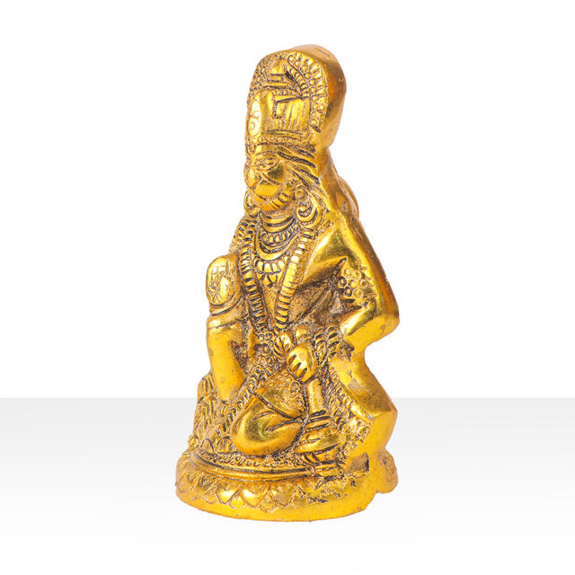 Devnidhii Hanuman Ji Idol in Ashirwad Mudra in Gold Polish