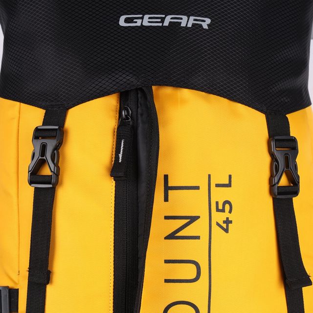 Gear Unisex Polyester 45 L Rucksack | Black and Yellow - M