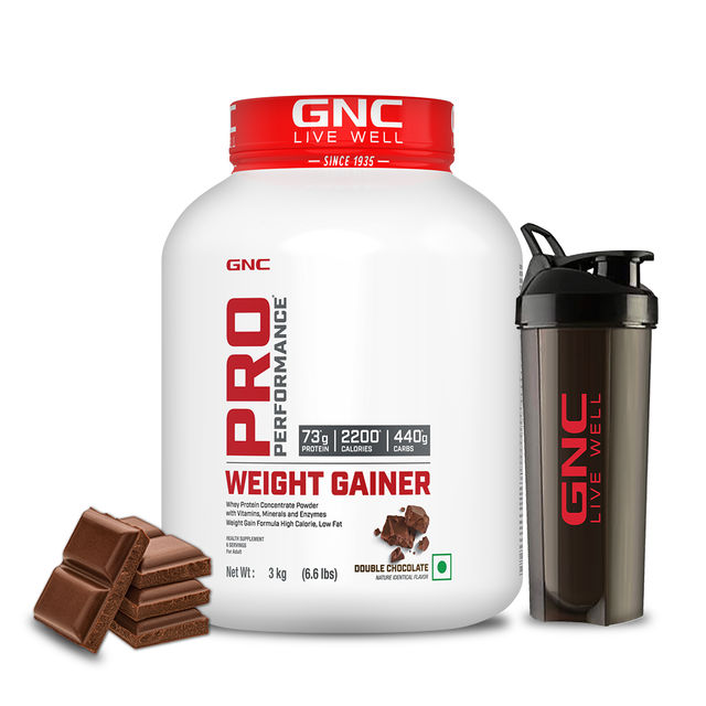 Gnc Pro Performance Weight Gainer & Black Shaker Combo Double Chocolate