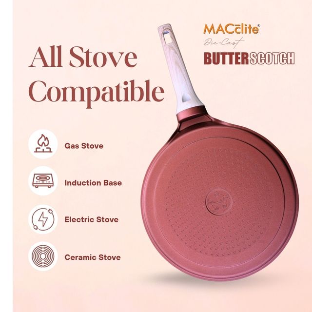 Macclite Non-Stick PDC Granite+ Induction Base Butter Scotch Triumph Flat Tawa 28 cm