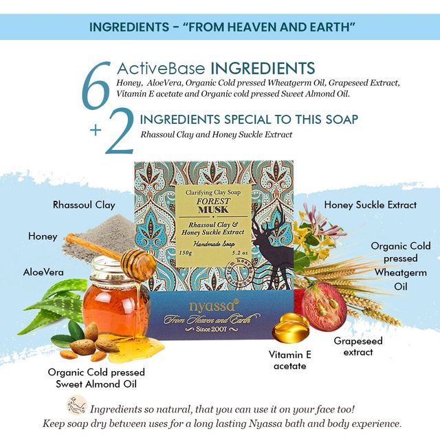 Nyassa Clarifying Clay Soap- Forest Musk Handmade Soap