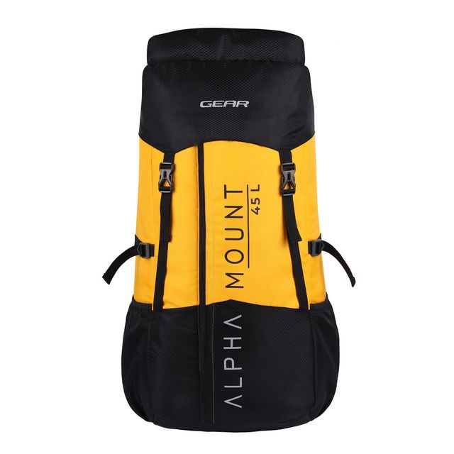 Gear Unisex Polyester 45 L Rucksack | Black and Yellow - M