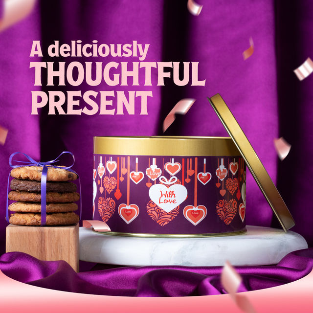 CookieMan Valentine's Day With Love Cookies Gift Tin 300 g Combo