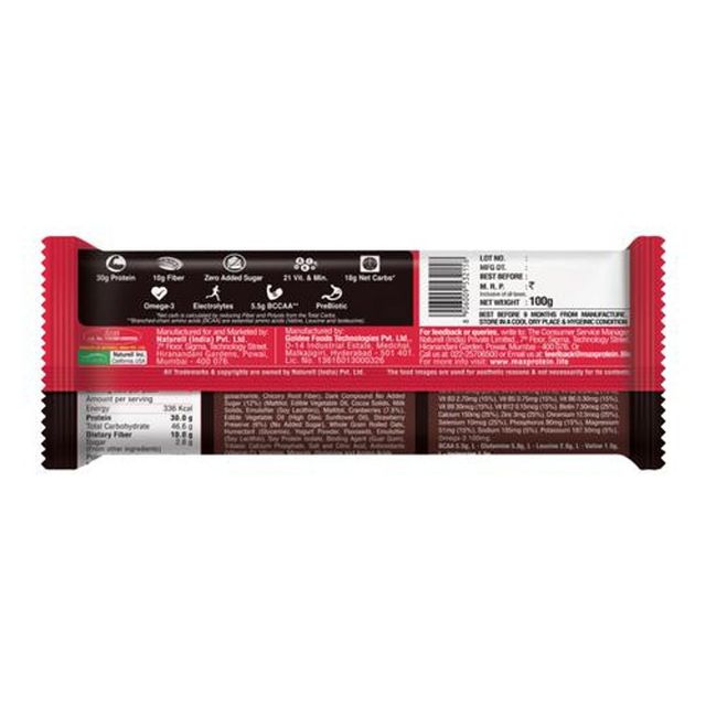 RiteBite Max Protein 30g Protein Bar Choco Berry 100 g Combo