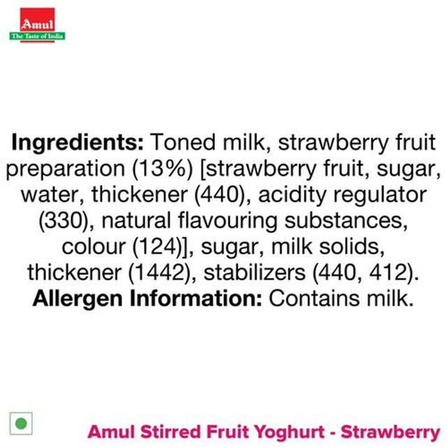 Amul Stirred Fruit Yoghurt- Strawberry 100 g Combo