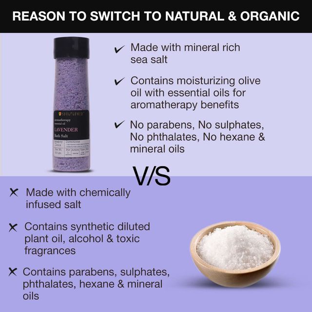 Soulflower Lavender Bath Salt For Muscle Relief & Relaxation(500gms) & Soulflower Lavender Essential Oil(15ml) Combo