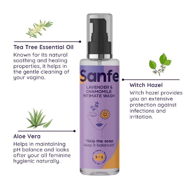 Sanfe Natural Intimate Wash 3 In 1 No Odour No Itching No Irritation Intimate Wash