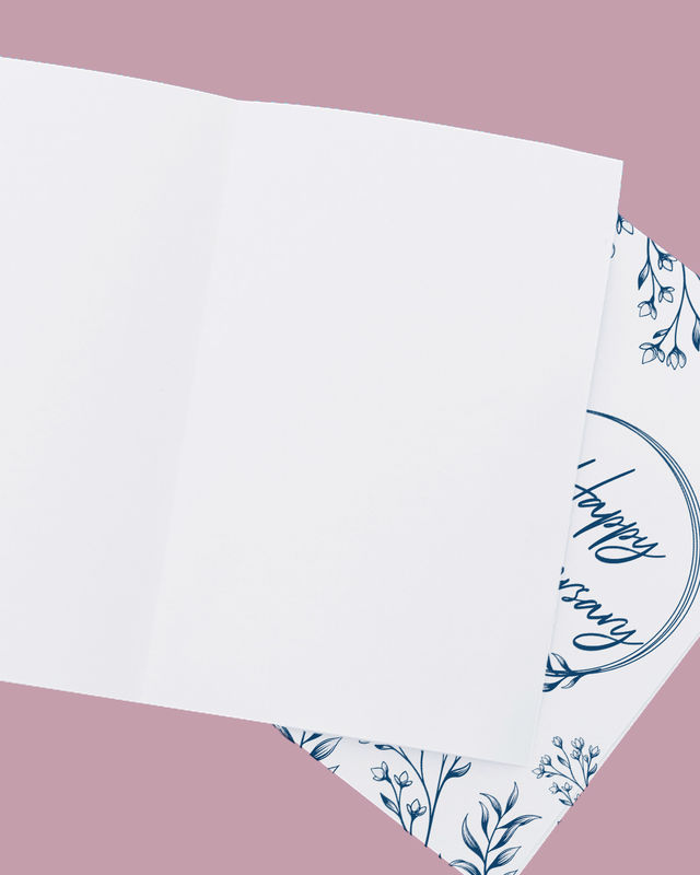 Mad Over Print Blue Floral Anniversary Card