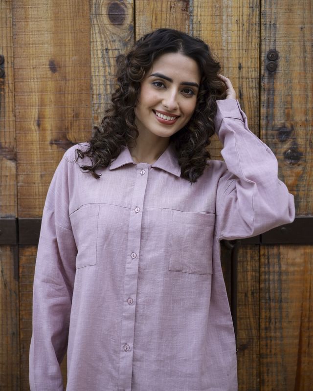 Sanskrutihomes Women Shirt Collar Pure Cotton Night Suit | Purple | S