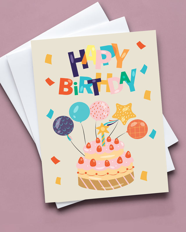 Mad Over Print Birthday Balloon Card