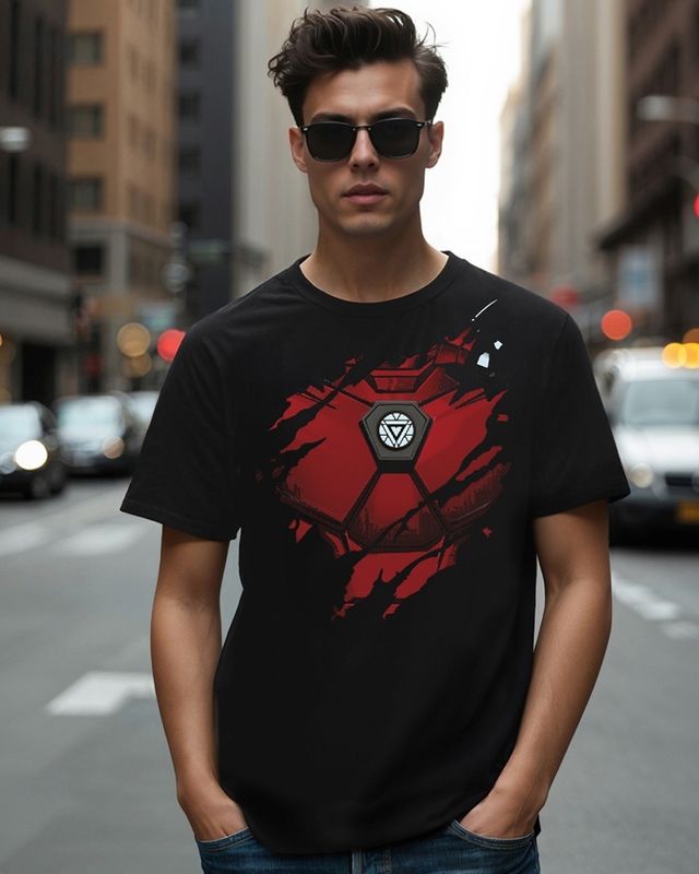 Bewakoof Marvel Merchandise Men's Iron Man Of War Graphic Printed T-shirt | Black - S