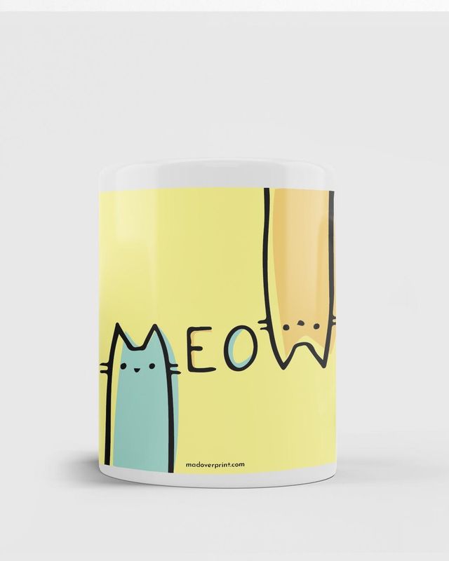 Mad Over Print Meow Coffee Mug
