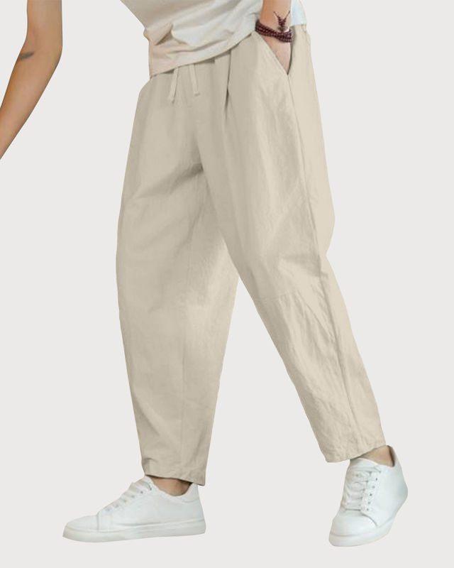 FTX Men's Solid Tapered Fit Cotton Linen Trouser - Buy at ₹679
