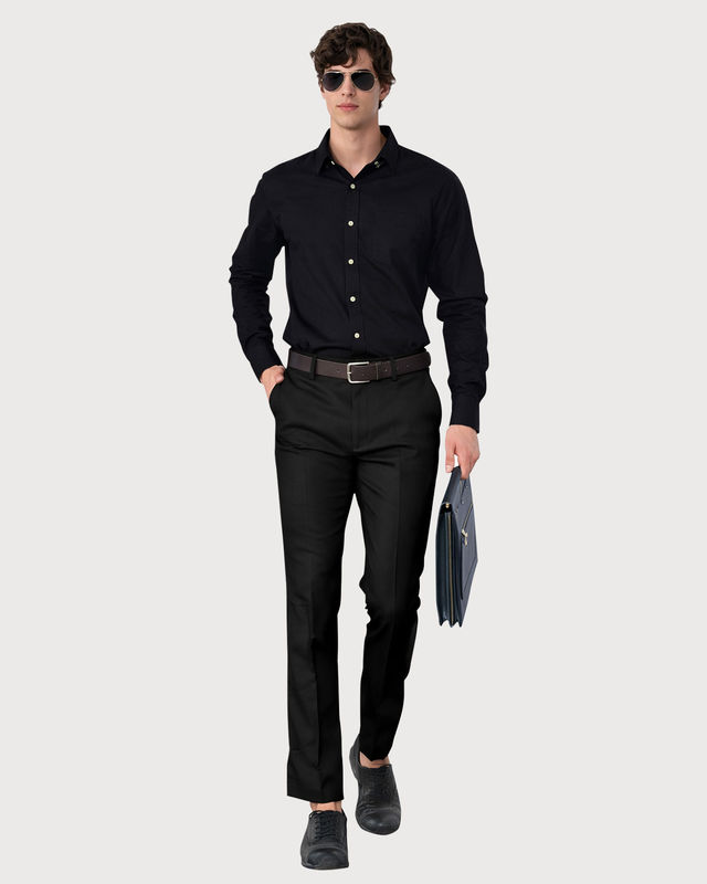 Buy FTX Men's Solid Regular Fit Polyester Trouser | Black - 36