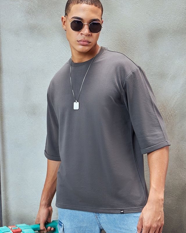 Bewakoof Round Neck Men's T-shirt | Grey - M