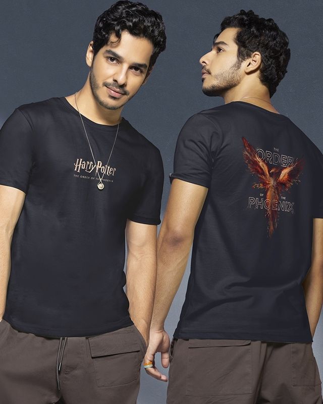 Bewakoof Harry Potter Merchandise Men's Order of the Phoenix Graphic Printed T-shirt | Blue - XL