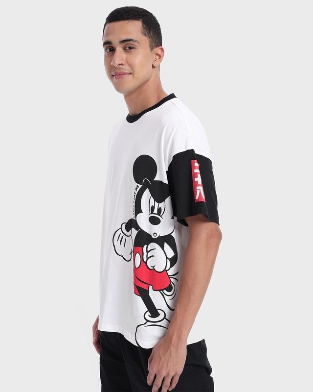 Bewakoof Disney Merchandise Unisex Mickey Graphic Printed T-shirt | White & Black - L