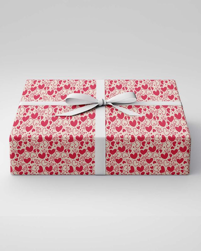 Mad Over Print Red Fill Heart Gift Wrapping Paper | Pack of 2