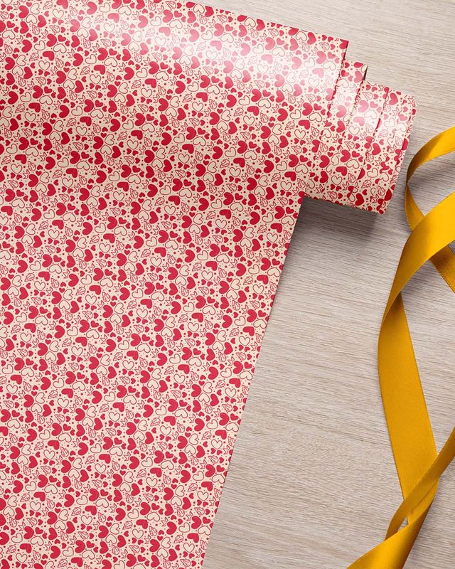 Mad Over Print Red Fill Heart Gift Wrapping Paper | Pack of 2