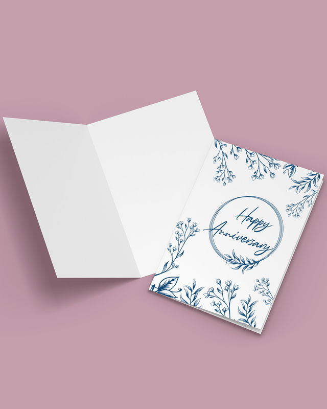 Mad Over Print Blue Floral Anniversary Card