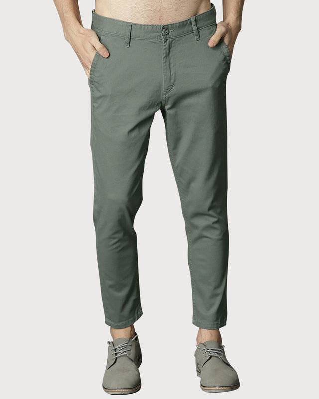 Buy FTX Men's Solid Slim fit Polyester Trouser | Olive - 36 Online
