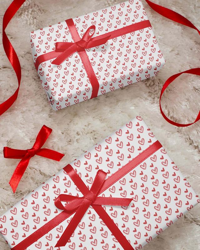 Mad Over Print Big Heart Gift Wrapping Paper | Pack of 2