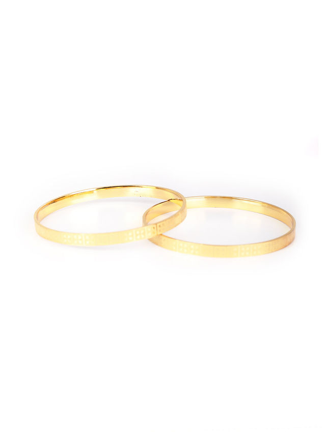 Priyaasi Set Of 2 Gold Plated Plain Elegant Bangles Set