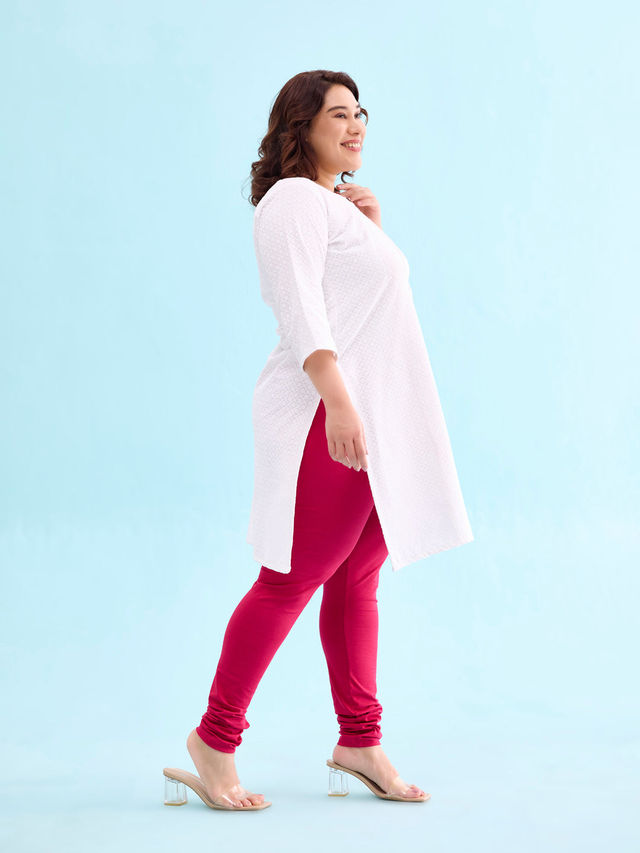 Go Colors Women's Solid Mid Rise Churidar | Fuchsia - 2XL