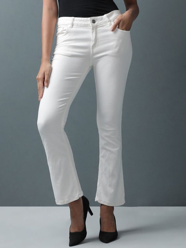 Freehand Women's Bleached Bootcut Denim Jeans | White - 28