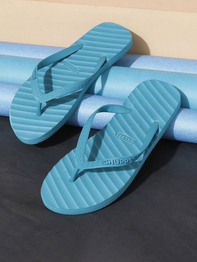 Chupps Women's Banana Leaf Monocrome Blue Flipflop - UK 7