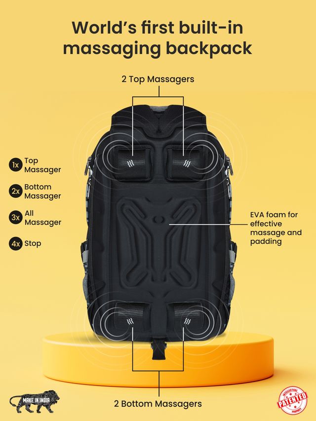 EUME Unisex Solid Nylon 31 L Massager Backpack | Black - 15.6 Inches