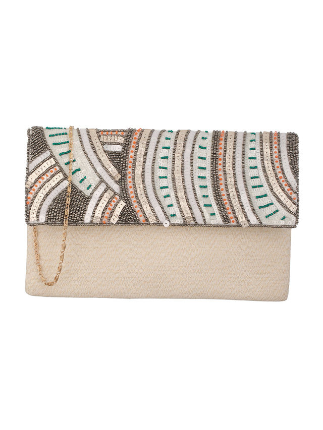 Priyaasi Women's Embellished Fabric 500 ml Sling Bag | Multicolour - Free Size