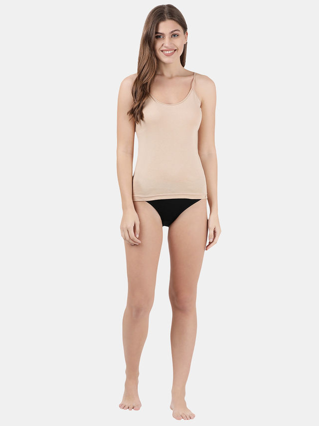 Jockey 1487 Women's Super Combed Cotton Rib Camisole|Adjustable Straps | Skin-M