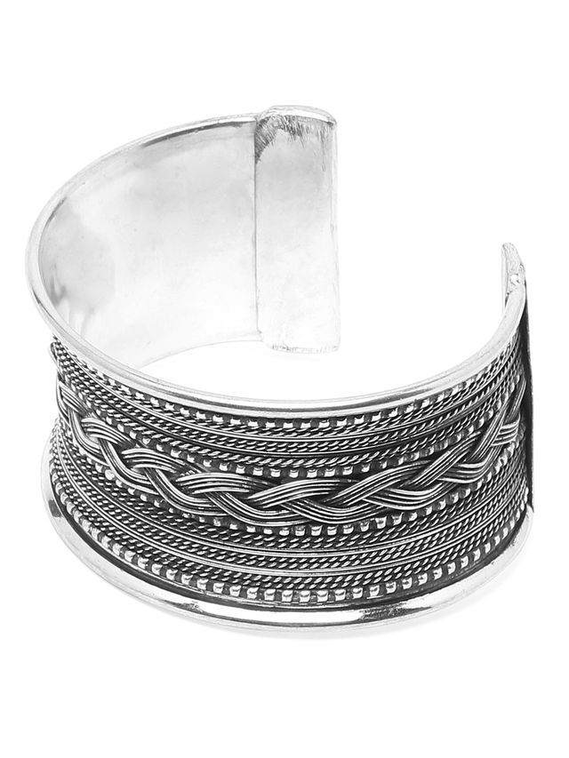 Youbella Jewellery Celebrity Inspired Silver Plated Cuff Bracelet For Girls And Women(Ybbn - 91941)