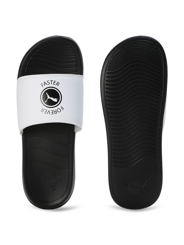 Puma Men's Xerxes Slides | Black and White - UK 6