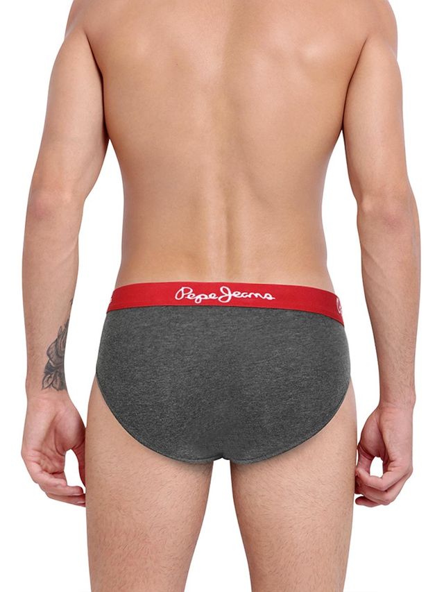 Pepe Jeans Men's Solid Charcoal Melange Brief | S