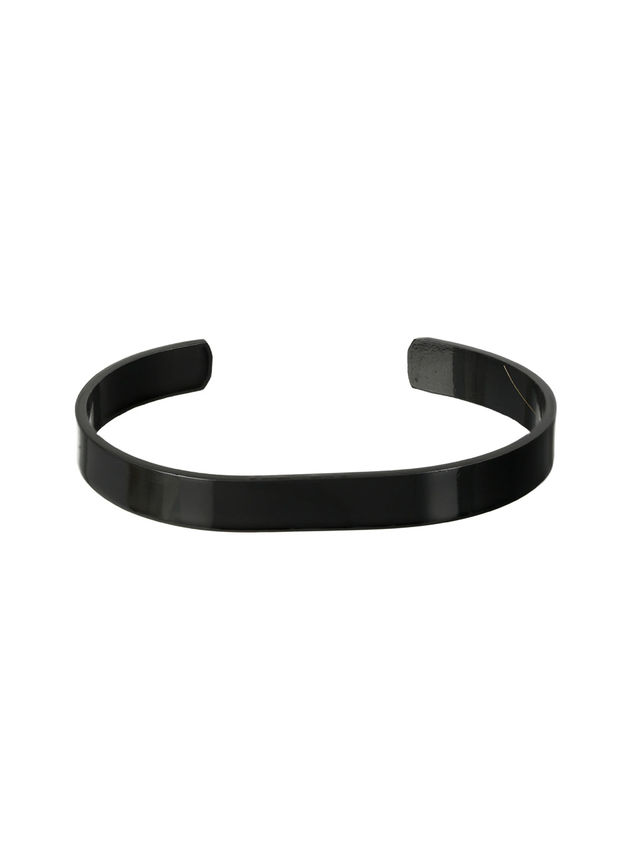 Priyaasi Solid Black Cuff Statement Bracelet For Men