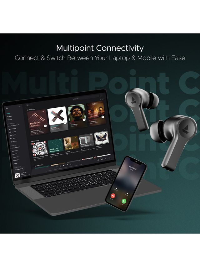 boAt Airdopes Flex 454 Anc Tws Earbuds W/smart Features, Anc, 60hrs Playback(Gunmetal Black)