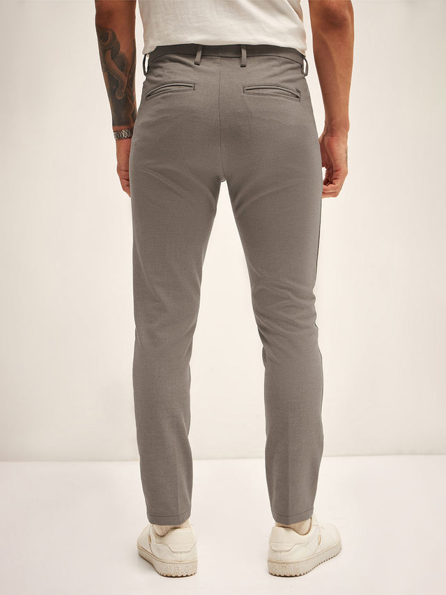 The Bear House Men 4 Way Stretch Solid Formal Trouser - Ferna | Beige | 38