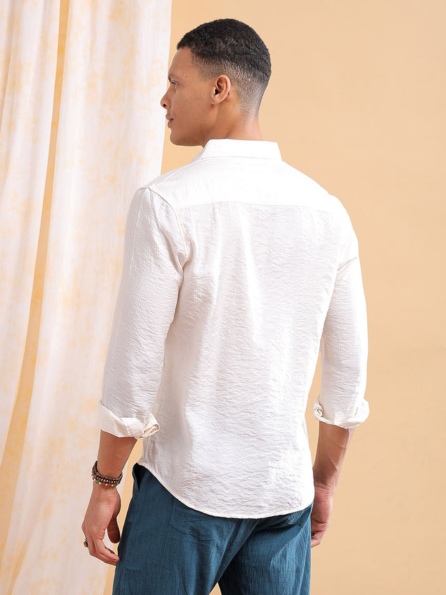 The Indian Garage Co Slim Striped Resort Shirt | Khaki - M